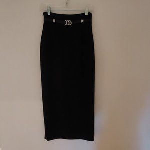 Star Fashion black Maxi Pencil Skirt with fancy Buckle size M